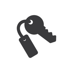 Hotel door key vector icon