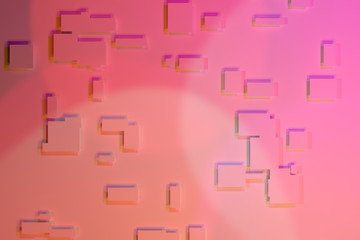 Decorative, illustrations with soft shadow, plain rectangle or square, for design texture background. Colorful 3D rendering.