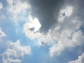 Blue sky with white clouds.