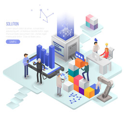 Solution concept background. Isometric illustration of solution vector concept background for web design