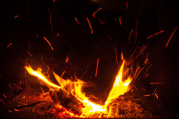 Fototapeta na wymiar Burning wood flames