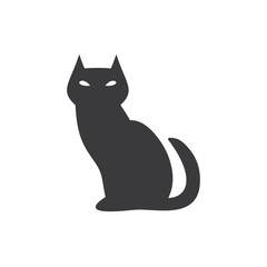 Black evil cat vector icon