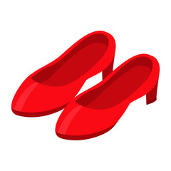 Red woman shoes icon. Isometric of red woman shoes vector icon for web design isolated on white background