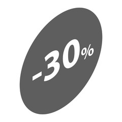 Minus 30 percent sale black emblem icon. Isometric of minus 30 percent sale black emblem vector icon for web design isolated on white background