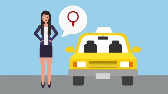 woman with pointer location service taxi