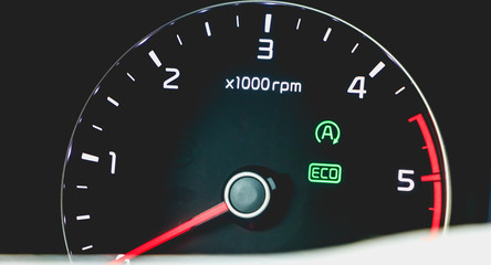 Car tachometer and green Eco LED and auto start engine
