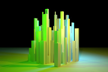 Obraz premium Background abstract colorful lighting, pillar block or shapre for design, graphic resource. 3D rendering.