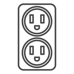 Double electrical outlet icon. Outline double electrical outlet vector icon for web design isolated on white background