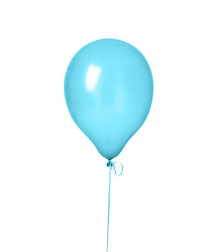 Big light blue pastel color latex balloon for birthday party isolated on a white 