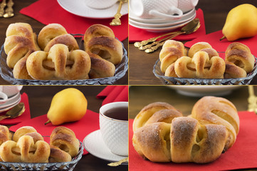 Collage of photos of pastry with fruit filling.