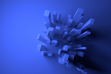 Abstract colorful lighting, pillar block or shapre. Wallpaper for graphic design. 3D rendering.
