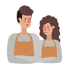 couple with apron avatar character
