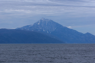 Landscape of Mount Athos in Autonomous Monastic State of the Holy Mountain, Chalkidiki, Greece
