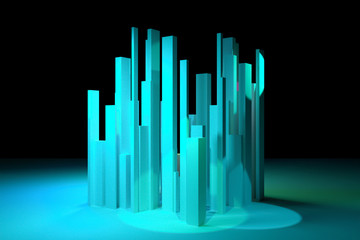 Abstract colorful lighting, pillar block or shapre. Wallpaper for graphic design. 3D rendering.