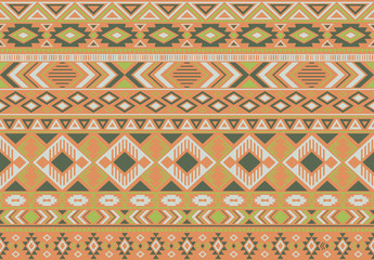 Ikat pattern tribal ethnic motifs geometric seamless vector background. Trendy ikat tribal motifs clothing fabric textile print traditional design with triangle and rhombus shapes.