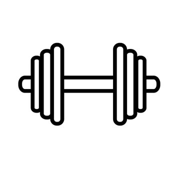 Simple icon of dumbbell, isolated on white