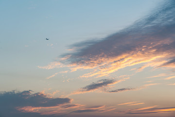 飛行機・夕日