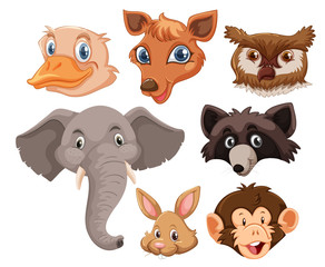 Set of wild animals head