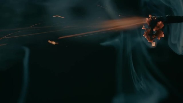 Dynamite fuse is burning.
Slow motion footage.