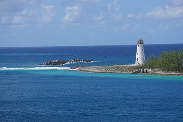 beaches water rocks lighthouse palm trees islands ropes 