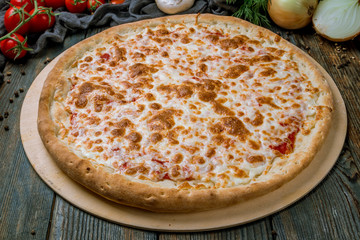 Cheese pizza on plate