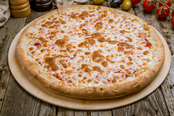 Cheese pizza on plate