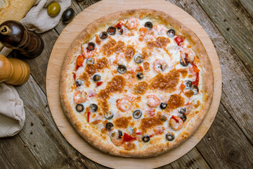 Pizza with seafood