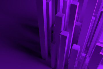 3D rendering. Abstract colorful lighting, pillar block or shapre. Wallpaper for graphic design.