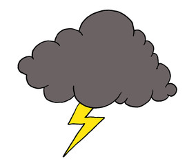 Illustration of a dark cloud with a thunderbolt