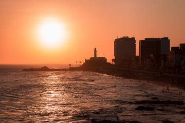 Fototapeta na wymiar Salvador Bahia Brazil - Sunset at Barra Lighthouse