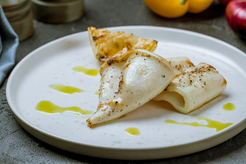 Roasted squid on board