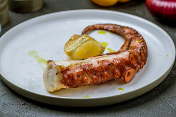 grilled octopus on plate