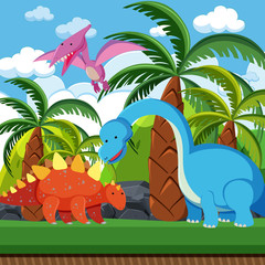 Flat dinosaur in nature
