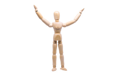 wooden Figure Wondering or Confused on white background