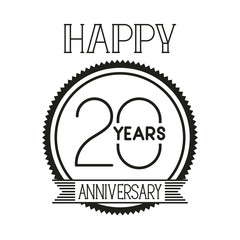 number 20 for anniversary celebration card icon