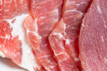 Raw fresh pork neck chop meat