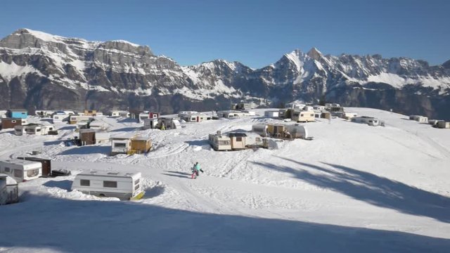 Trailerpark in Flums, Switzerland. Holiday trailerpark.