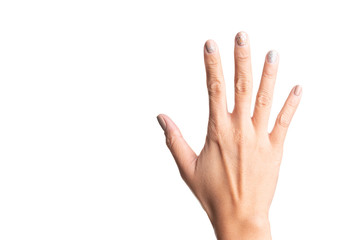 Obraz premium Girl hands gesture isolated on white