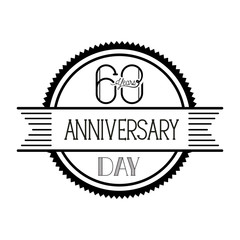 number 60 for anniversary celebration card icon