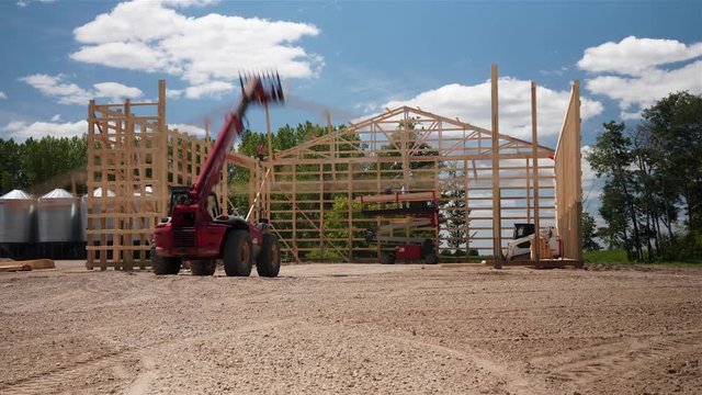 Timelapse of a construction site of a shop being built in Manitoba, Canada.