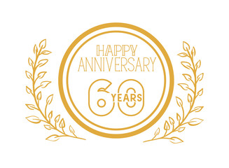 number 60 for anniversary celebration card icon