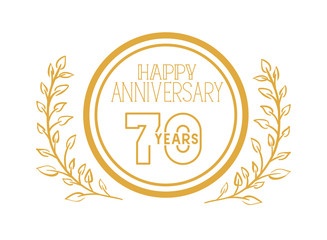 number 70 for anniversary celebration card icon