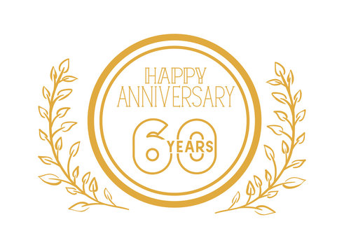 number 60 for anniversary celebration card icon