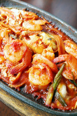 Seafood fried kimchi.