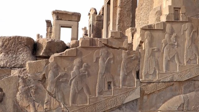 Bas-relief in historical and ancient Persepolis. Shiraz, Iran