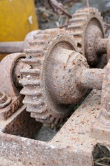 close up old rusty gear