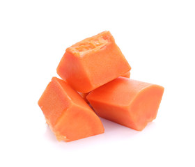 slice papaya isolated on white background.