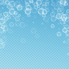 Random soap bubbles abstract background. Blowing b