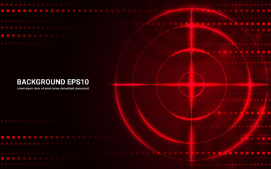 Abstract red target, shooting range on black background. Vector isolated template for business goal. Shooting target success solutions concept. - obrazy, fototapety, plakaty