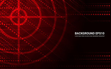 Abstract red target, shooting range on black background. Vector isolated template for business goal. Shooting target success solutions concept.
